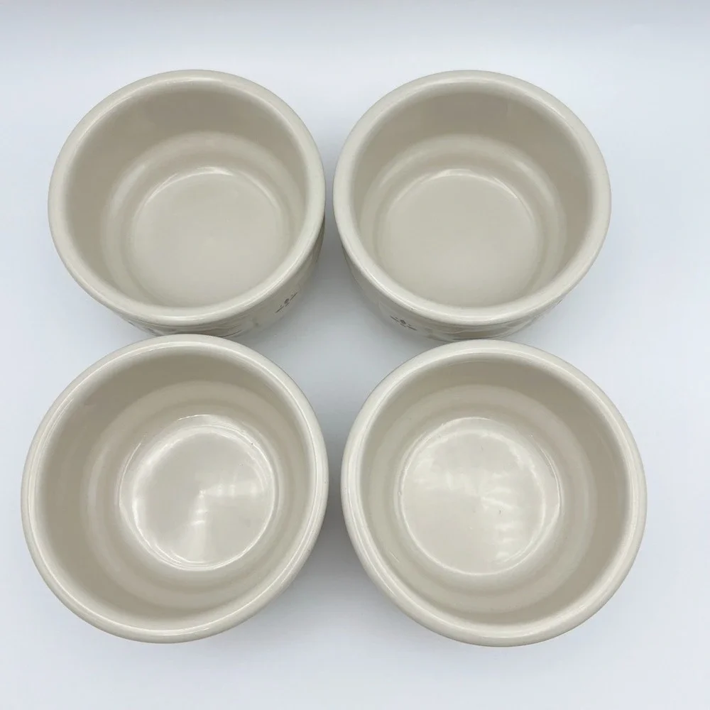 Longaberger Woven Traditions Red Stackable Custard Cups Pottery Set of 4 USA